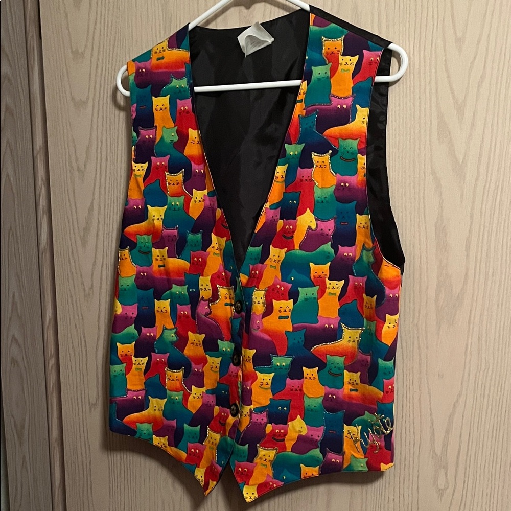 Colorful Cat Print Vest